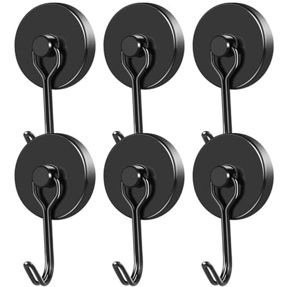 Black Magnetic Hooks Heavy Duty 120LB+ Swivel Strong Magnet Hook (Black / 1.26in)