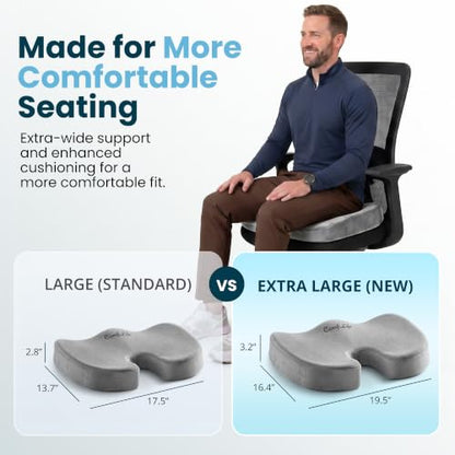 Extra Large Gel & Memory Foam Seat Cushion (Gray / X-Large)