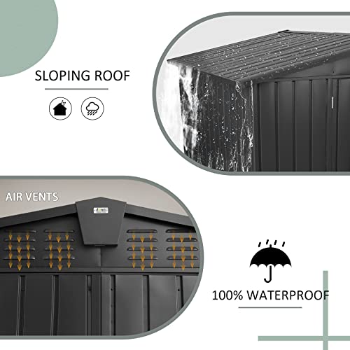 Domi Outdoor Storage Shed 8.2' x 6.2' (8' x 6' Gable Roof / Dark Gray)