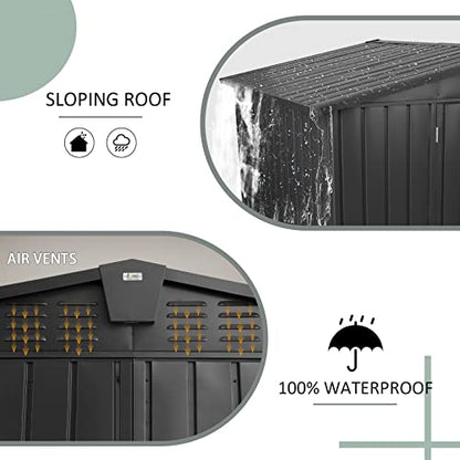 Domi Outdoor Storage Shed 8.2' x 6.2' (8' x 6' Gable Roof / Dark Gray)