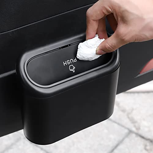 Car Trash Can with Lid (Black, Carbon Fibre)