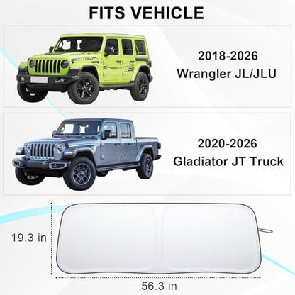 Premium Windshield Sun Shade for 2018 (for Wrangler JL 2018-2026/Gladiator 2020-2026)