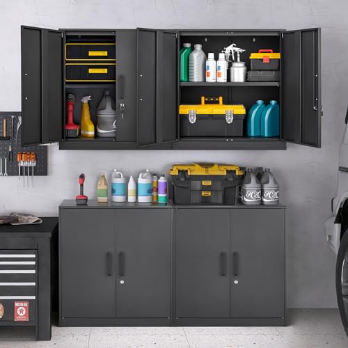Metal Storage Cabinets with 2 Doors and Handle (27.95"H Metal Handle / Black)