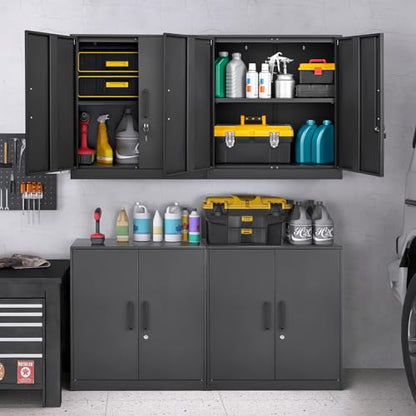 Metal Storage Cabinets with 2 Doors and Handle (27.95"H Metal Handle / Black)
