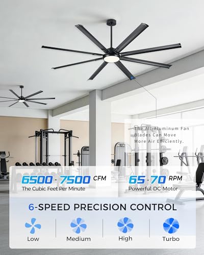 96 Inch Industrial Ceiling Fan with Light (Matte Black / 96 Inch)