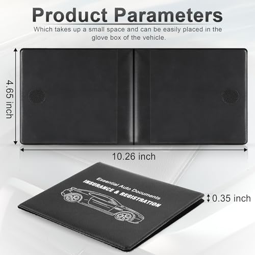 Car Registration and Insurance Card Holder (Lychee pattern Black)