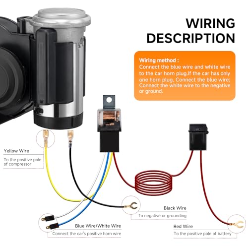 Air Horn for Truck Loud Train Horn for Car Compact Car Horn with Wire