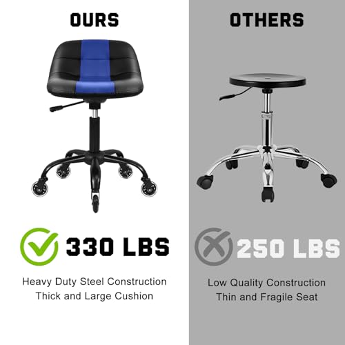 Rolling Shop Stool with Wheels (Blue)