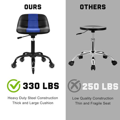 Rolling Shop Stool with Wheels (Blue)