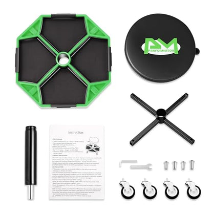 Adjustable Height Pneumatic Garage Seat Rolling Mechanic Stool with Tool Tray Storage (Green)