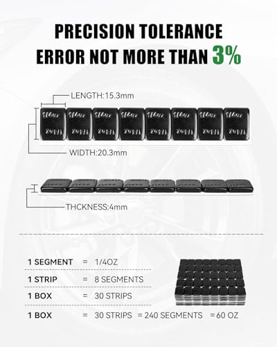 1 4 oz Stick On Wheel Weights 240pcs Easy Peel Black (Black / 0.25oz-240PCS)