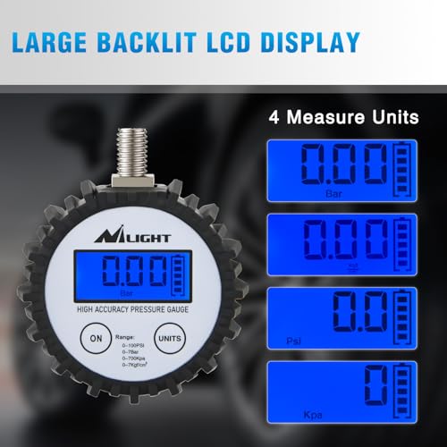 Digital Tire Pressure Gauge 100PSI ANSI 2A Certified (Digital Tire Gauge)