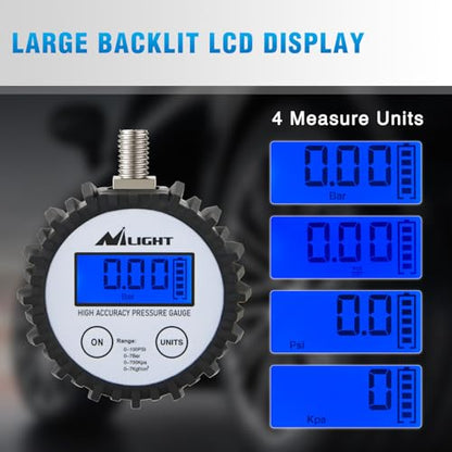 Digital Tire Pressure Gauge 100PSI ANSI 2A Certified (Digital Tire Gauge)