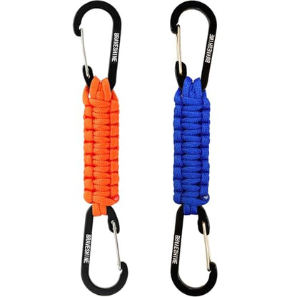 Carabiner Keychain Hook with Paracord Strap (1 Orange 1 Blue)