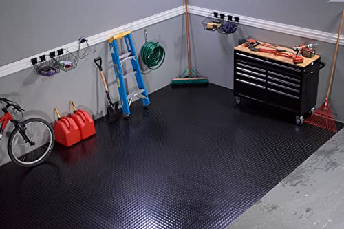Seamless Sheet Vinyl Shed Flooring Cover with Bonded Fibrous Backing (8' x 8' / Midnight Black)