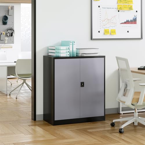 Metal Storage Cabinet (35.5"H / Black Grey)