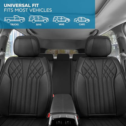 Curated Suede Diamond Leather Seat Covers for Cars & SUVs (Black (Suede Diamond) / Front Seats)