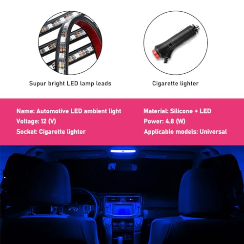 Car LED Strip Light (Blue / 24 LED, Cigarette Adapter)