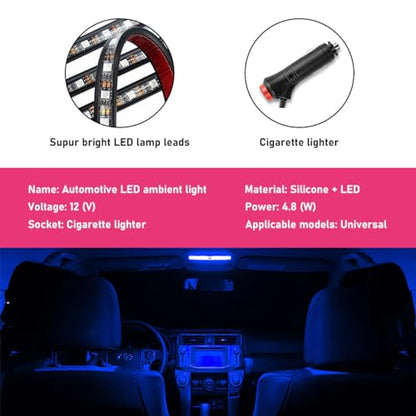 Car LED Strip Light (Blue / 24 LED, Cigarette Adapter)