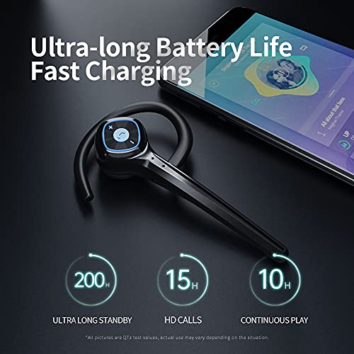 Wireless Bluetooth Earpiece Headphone Dual Noise Cancelling Mic Painless Open (Single Ear Black)