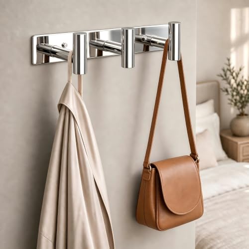 Wall Mounted Coat Rack ("T" Shape 3 Hooks - 1 Pack / Glossy)