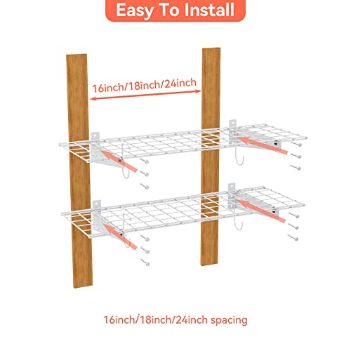 2 Pack Garage Wall Shelves (White / 15*45")