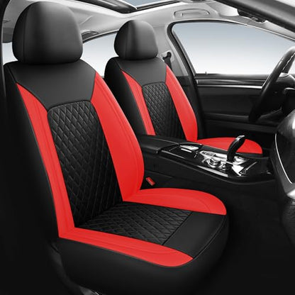 Faux Leather Front Car Seat Covers (N1 Black Red / Front Seat)