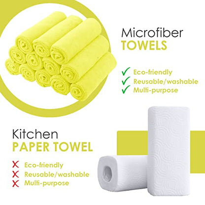 Microfiber Cleaning Cloths (Pack of 36 - 16x16 Inches / Yellow)