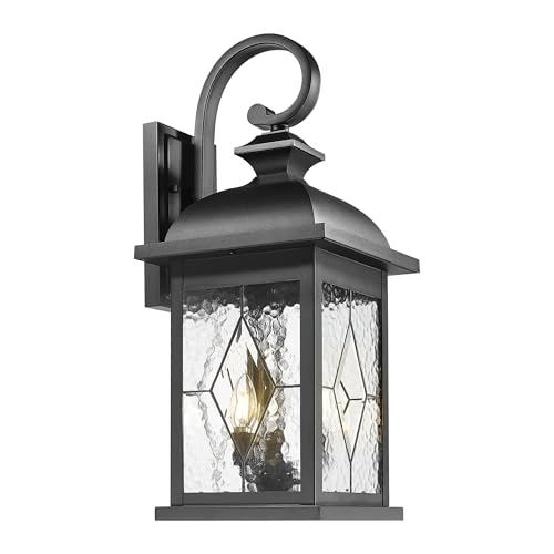 3 Light Outdoor Wall Light (Matte Black, Lozenge Pattern / 26", Single Unit)