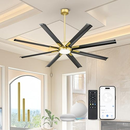 72 Inch Large Ceiling Fan with Light (Black & Gold / 72 Inch)