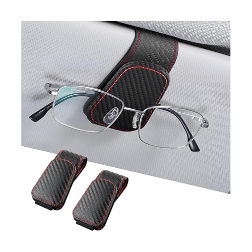 2PCS Sunglasses Holders for Car Sun Visor (2 Pack / Black/Carbon Fiber)