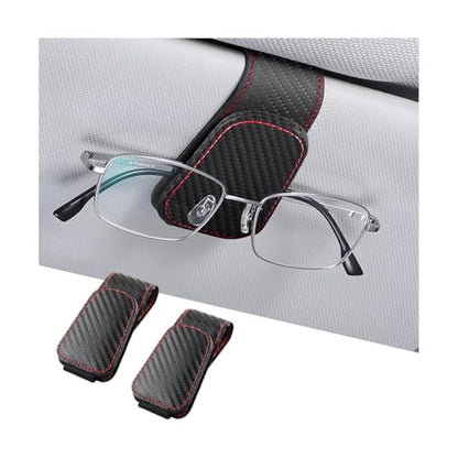 2PCS Sunglasses Holders for Car Sun Visor (2 Pack / Black/Carbon Fiber)