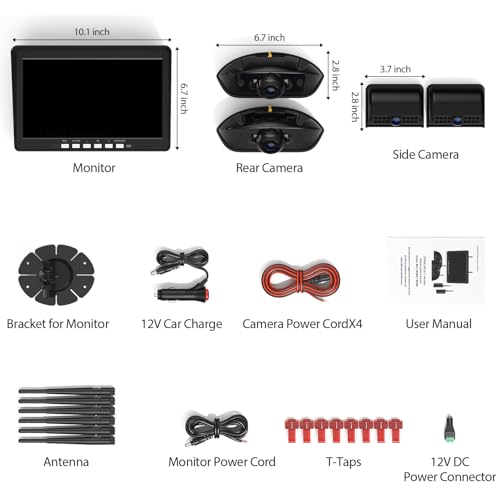 4 Camera Wireless RV Backup Camera System for Furrion Pre (10.1"-4 Cam)