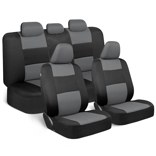 PolyPro Car Seat Covers Full Set in Gray on Black (Gray)