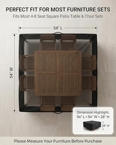 Outdoor Patio Furniture Cover Square (Square Cover-Black / 54 x 54 x 28 inches)