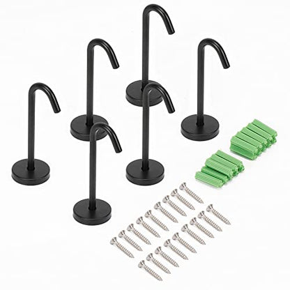 Coat Hooks Wall Mount Hooks for Hanging Hat Hurse Robe (Matte Black / 4 Inch (Ceiling))