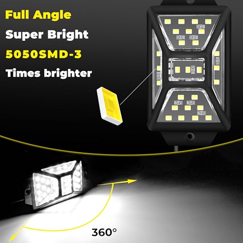 8 Pods 216 LEDs 6000K White Rock Lights with 32.8FT Extension Wire (8 Pods+11 yard wire)