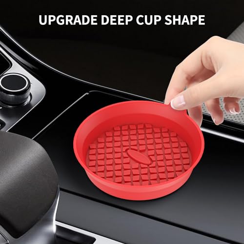 Car Cup Holder Coasters [4 Pack] Silicone Cups Mats (4 Pack-red)