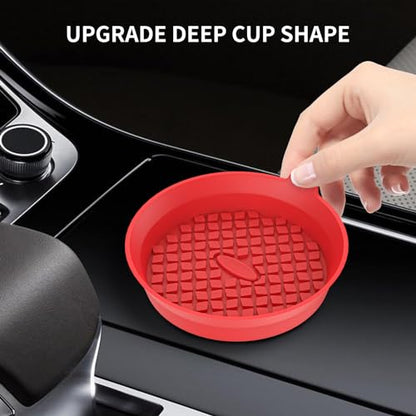 Car Cup Holder Coasters [4 Pack] Silicone Cups Mats (4 Pack-red)