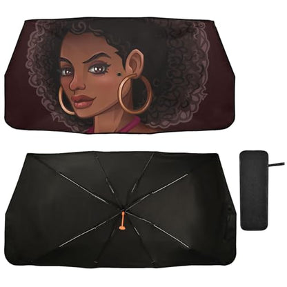 Car Front Windshield Sunshade (Beautiful African American Girl)
