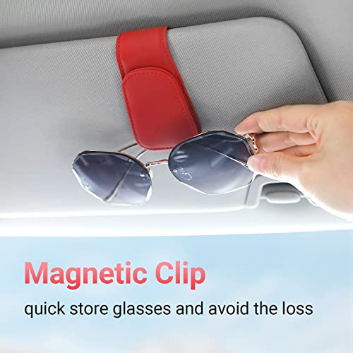 Sunglass Holder for Car Sun Visor Sunglasses Clip Car accessories (Red)