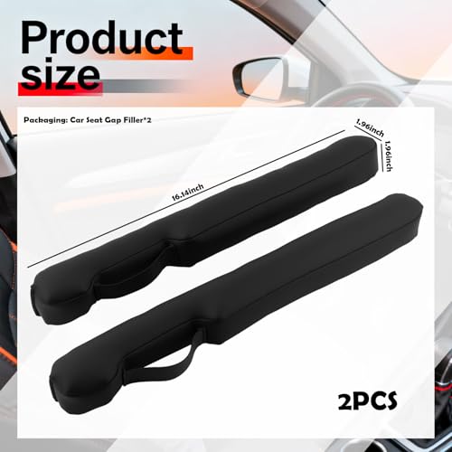 2026 Latest 2PCS Upgraded Car Seat Gap Filler with Fixing Ring (Black)