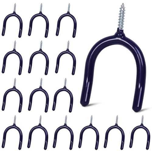 16 Pack Garage Storage System Steel U Hooks with Anti (Blue / 16 Pack)