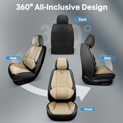 Car Seat Covers Full Set (FULL SET / BEIGE&BLACK)