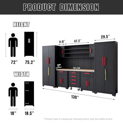 Garage Cabinet Storage System (Black-9pcs)