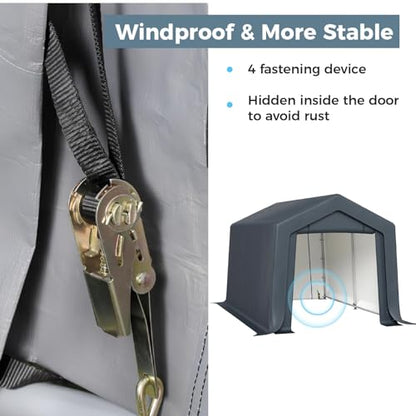 8x12 ft Storage Shelter Shed Portable Outdoor Carport Garage (8x12 Ft)