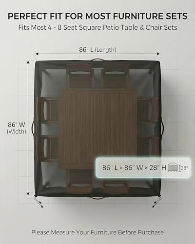 Outdoor Patio Furniture Cover Square (Square Cover-Black / 86 x 86 x 28 inches)