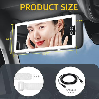 Car Visor Vanity Mirror with Light (White / (1pcs))