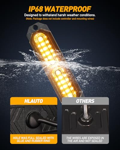 8pcs 12 LED Strobe Grille Lights Surface Mount Hazard Lights (Amber)