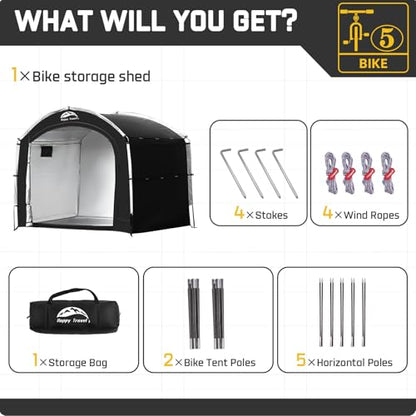 Bike Storage Shed Tent (7.3x5x6.2ft for 4-5 Bikes)